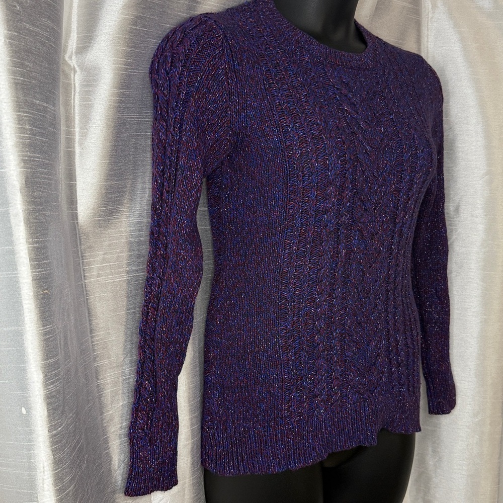 Old Navy Glitter Sparkle Red Blue Purple Hue Sweater Womens S Cable Knit Acrylic - Picture 2 of 7